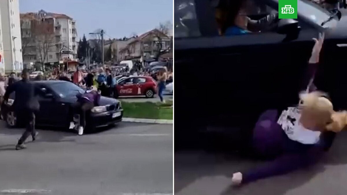    В Белграде машина въехала в толпу на митинге протеста