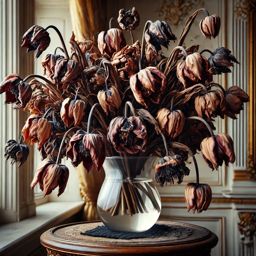 Увядший букет не добавит хорошего настроения. Изображение сгенерировано ИИ.