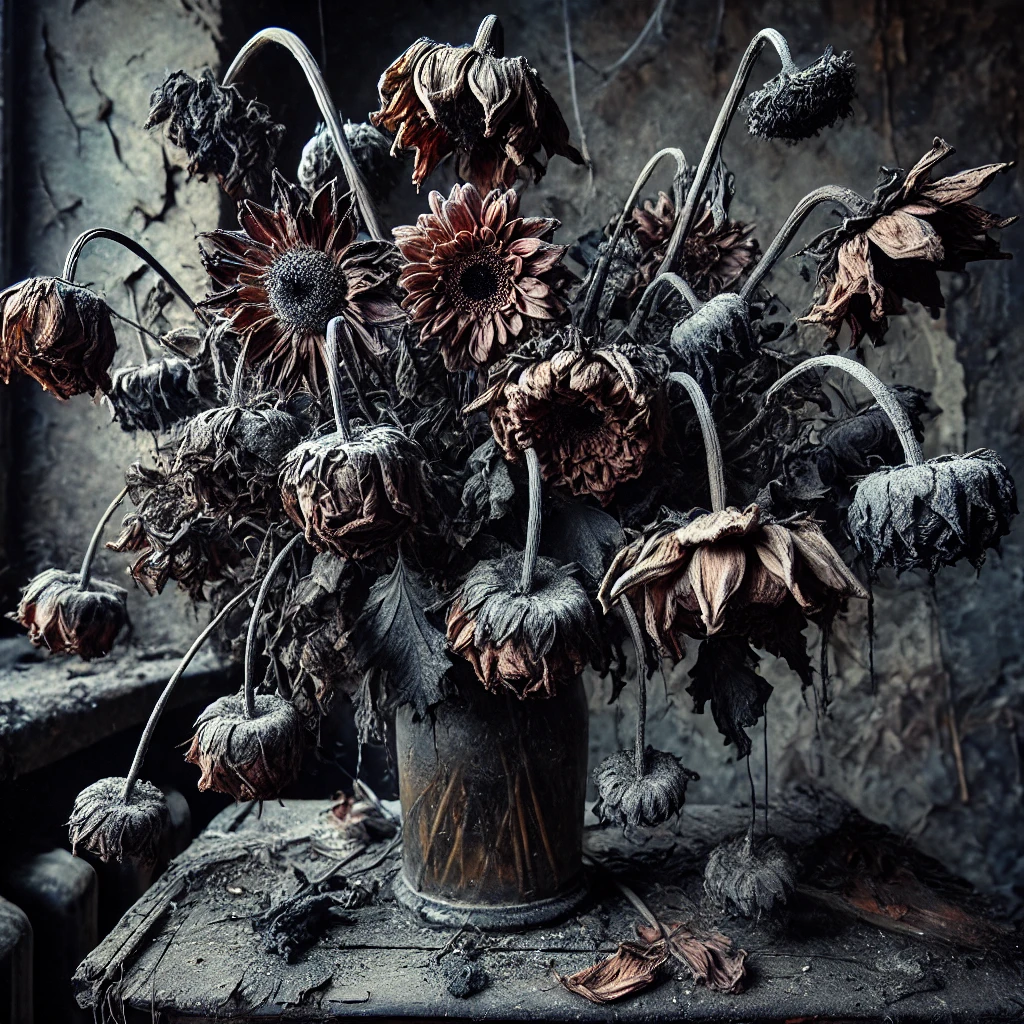 Когда-то этот букет был очень красив и стоил бешеных денег... Изображение сгенерировано ИИ.