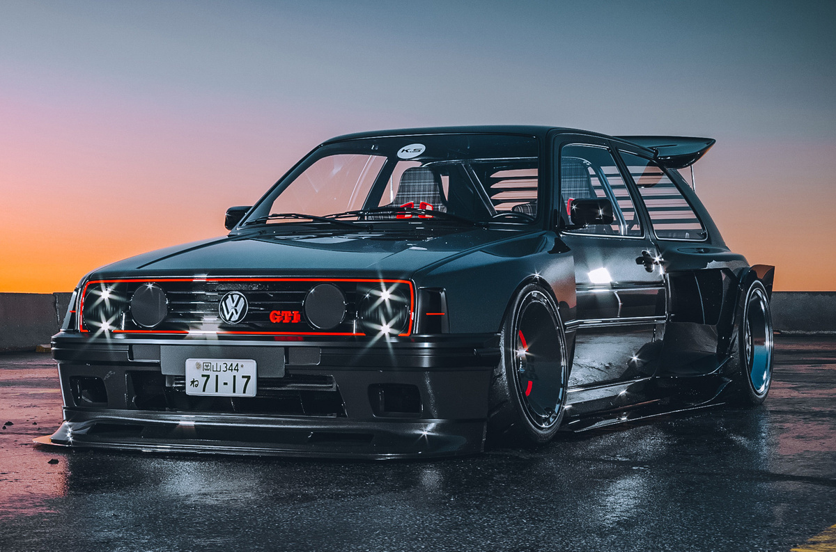    Volkswagen Golf II GTI никому представлять не нужно. А многим автомобильным энтузиастам известен и Хайзал Салим (Khyzyl Saleem) — пожалуй, самый бензиноголовый дизайнер в мире. Он ушел из студии Electronic Arts, где работал в том числе над Need for Speed, и основал собственное тюнинговое ателье Live To Offend... чтобы воплощать свои безумные «фотошопы» в реальном мире. И этот Golf он действительно построил в сотрудничестве с немецкими студиями JP Performance и Prior Design.   
[Khyzyl Saleem](https://www.artstation.com/artwork/vJzEJx)