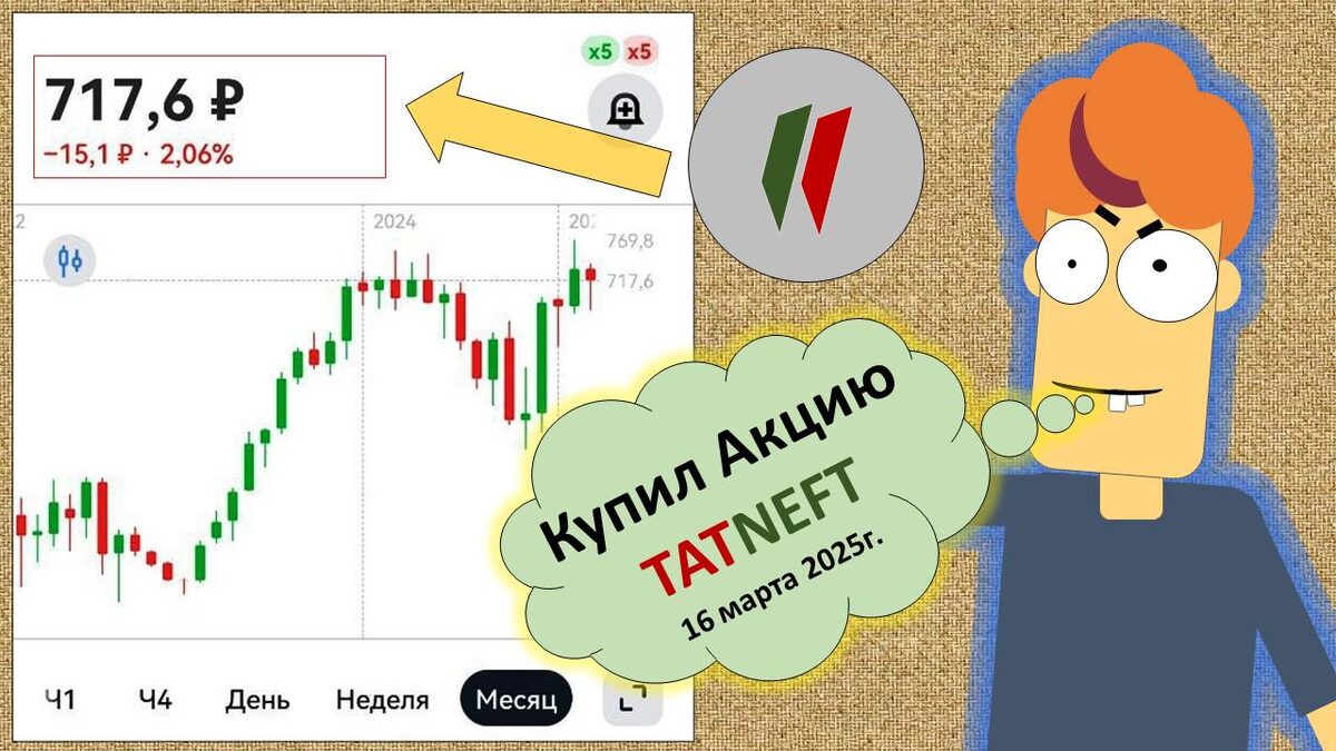 Покупаю Акции Татнефть и становлюсь богаче! Я богатый! А вы? 16 марта 2025г.