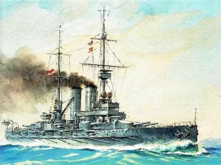 Картина – броненосец «Радецкий» в море