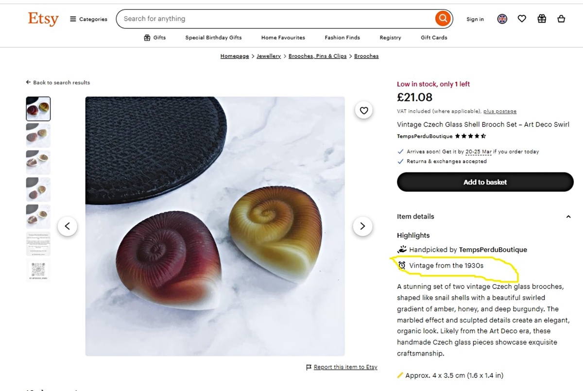 В описании продавца информация, что броши изготовлены в 30-е годы
