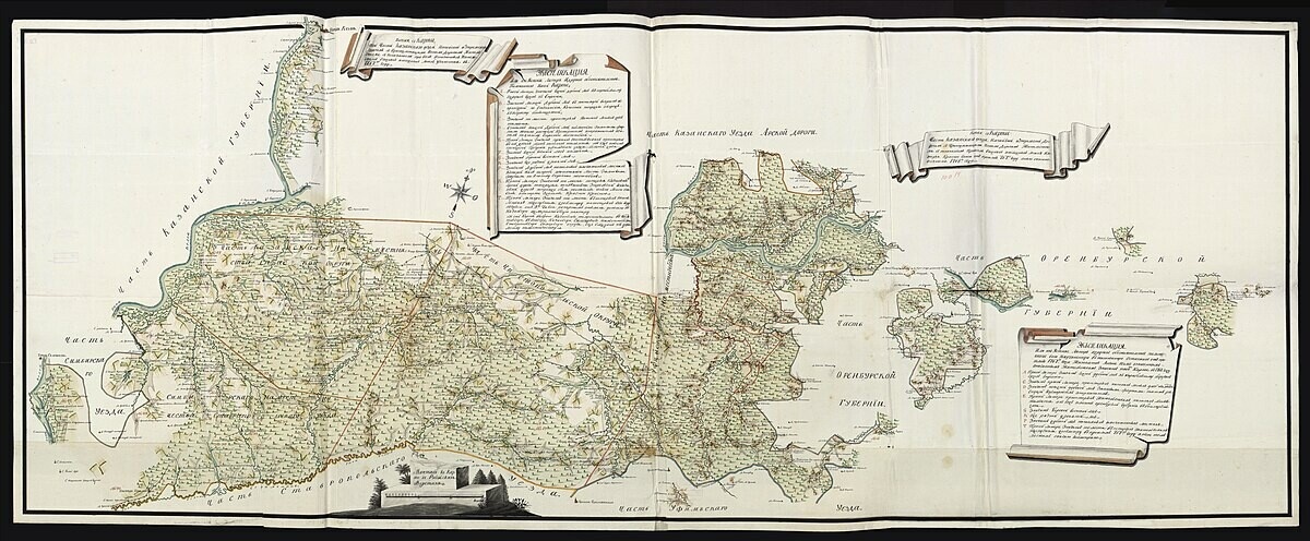
Карта части Нагайской и Зюрельской (Зюрейской) дорог Казанского уезда
Источник: wikimedia.org