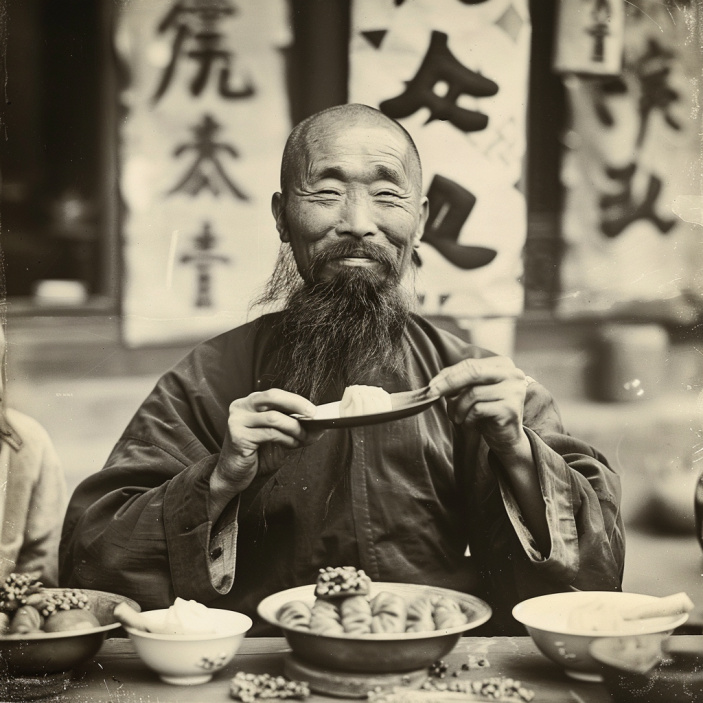 Как по мнению ИИ выглдел обычный китайский ужин с цзяоцзы :)