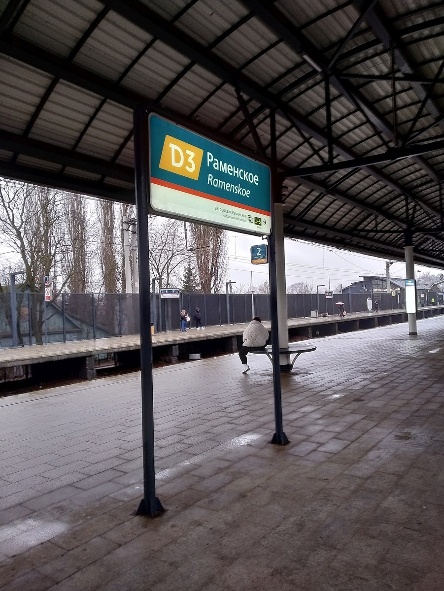 Вывеска на ст. Раменское "МЦД-3" в феврале 2025 года, фото автора
