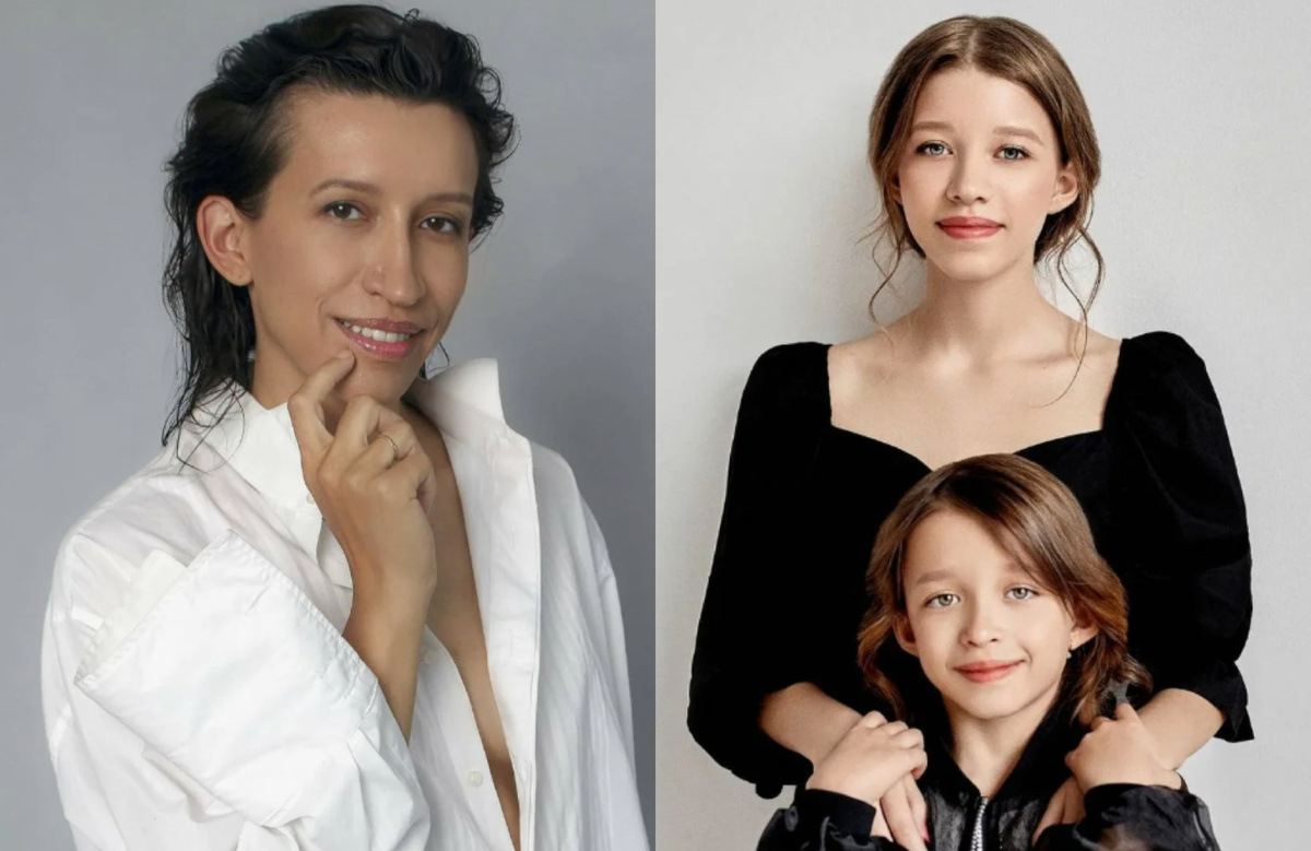 на фото Елена Борщева с дочерьми 