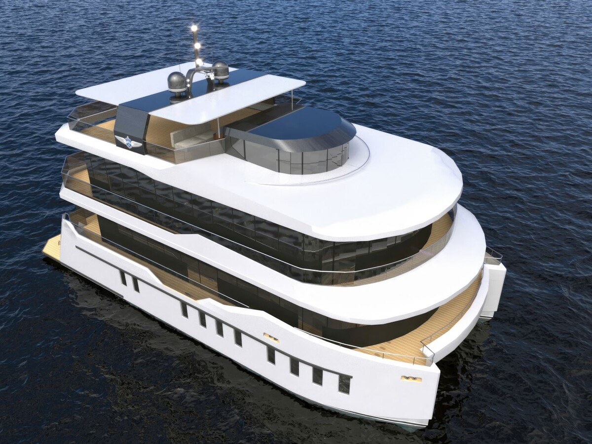 Суперяхта Baikal 20 SHB - катамаранный корпус, надстройка типа хаусбот - дом на воде. 
