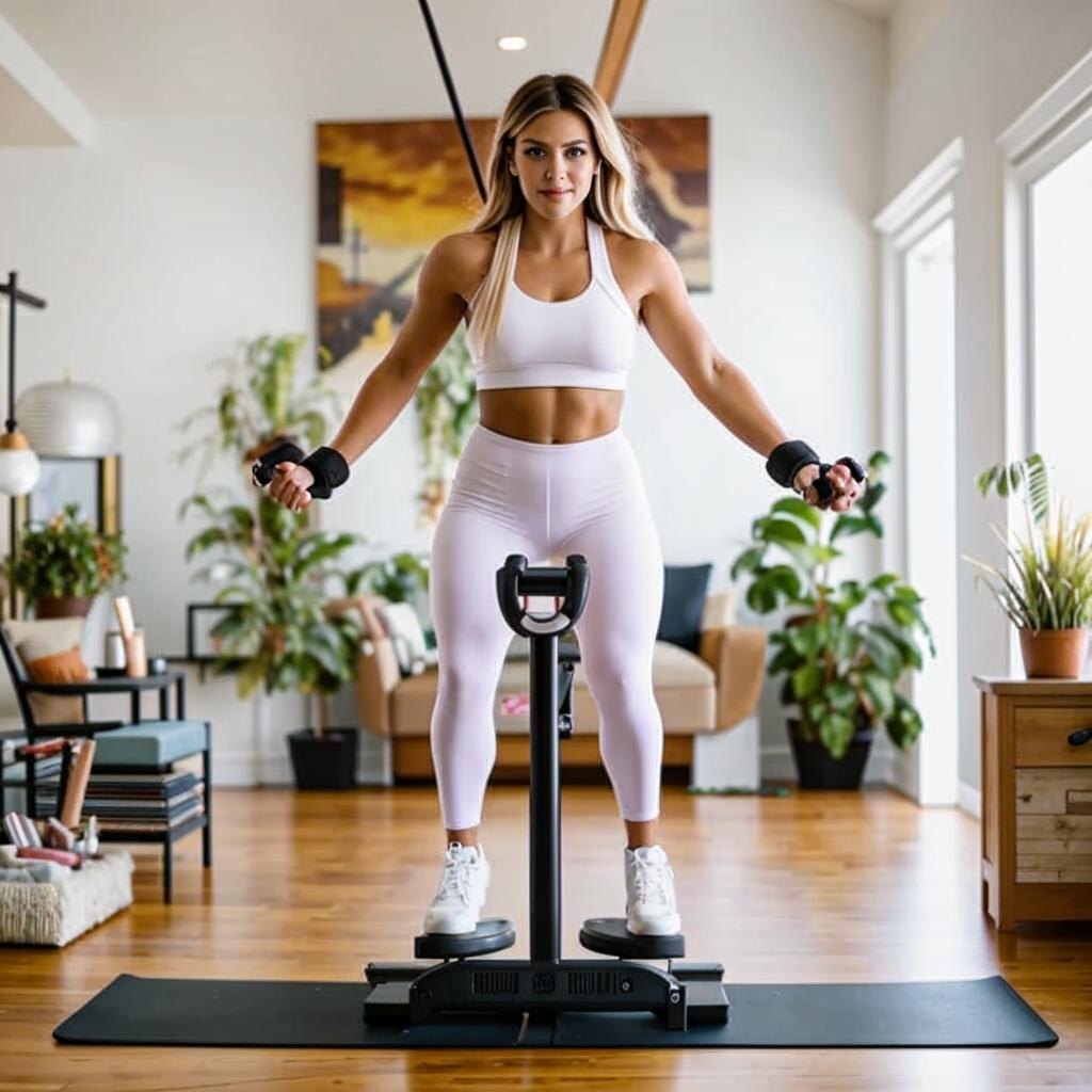 Хлоя Кардашьян на Peloton Guide — это устройство, предназначенное для силовых тренировок и растяжки.