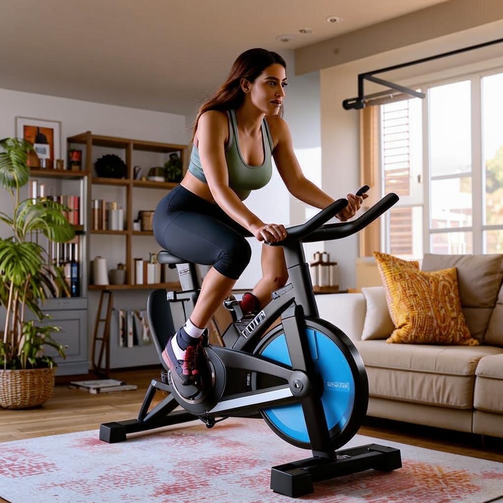  Хлоя Кардашьян тренируется на Peloton Bike.