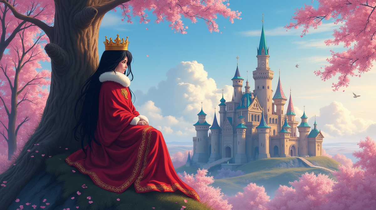 Царевна-Несмеяна — девчонка с длинными чёрными волосами, огромными глазами и лицом, как у героини драмы