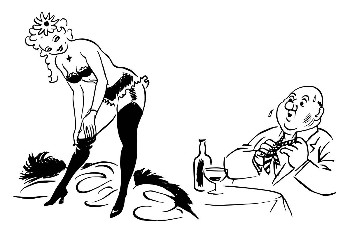 ФРАГМЕНТ МИНИ-КОМИКСА ОТ ХУДОЖНИКА-КАРИКАТУРИСТА ХЕРЛУФА БИДСТРУПА " НЕПРИЛИЧНОЕ ПОВЕДЕНИЕ "