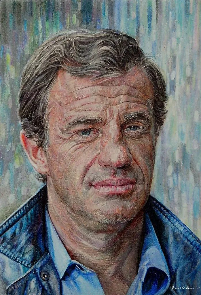 к/ф "Профессионал", Жан-Поль Бельмондомасляные карандаши Progresso, масл. пастель "Сонет". А4