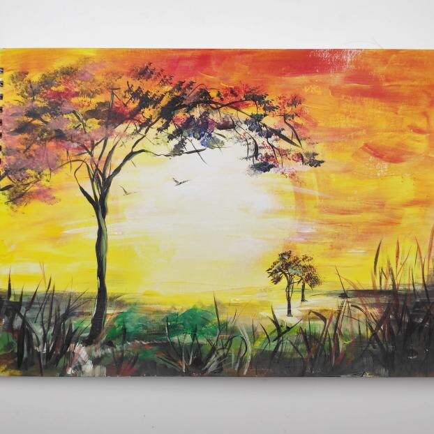 Гуашь. Работа по мастер-классу (моя)