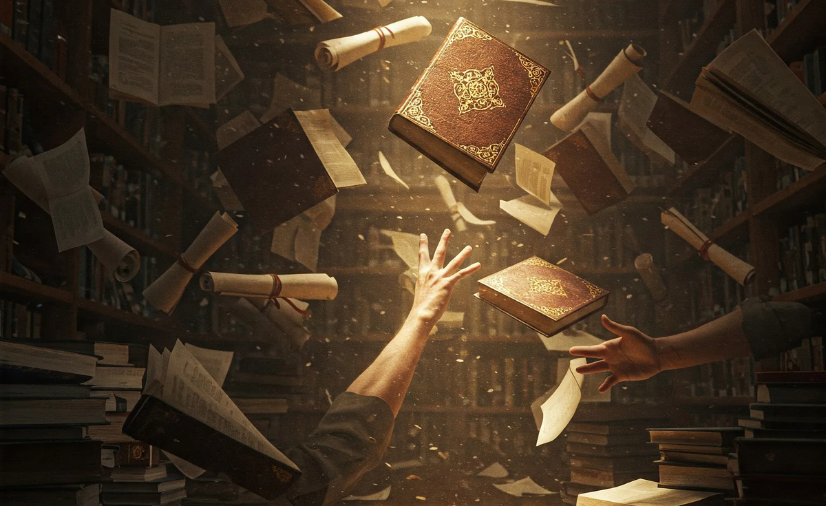 Цифровая иллюстрация хаотичного процесса канонизации Библии.