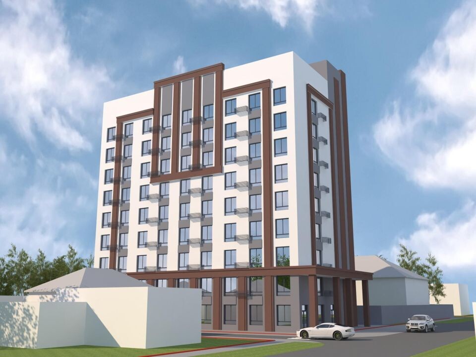    Визуализация проекта здания на ул. Витебской, 1а (первый вариант цветового решения). Источник: Мастерская Владимира Золотова