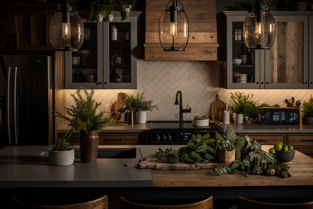    Кухня уютный интерьер освещения Keri