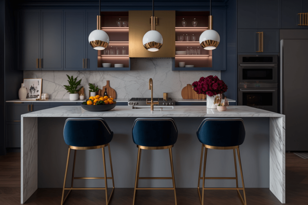    Функциональный интерьер кухни с островом Keri