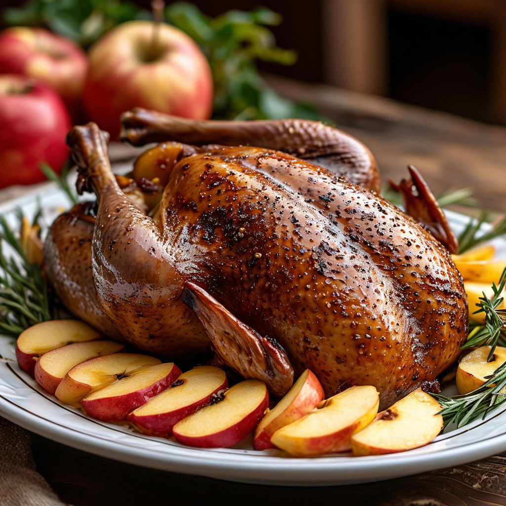 Запеченная утка с яблоками