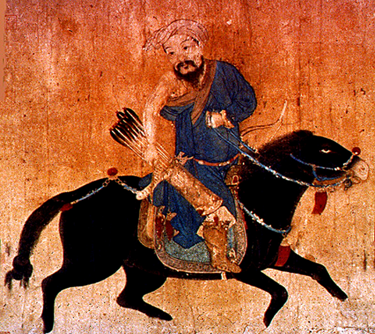 Легковооружённый монгольский конный лучник. Средневековая миниатюра