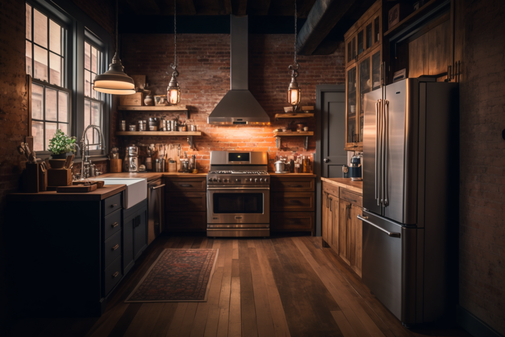    Декор кухни в промышленном стиле интерьерный дизайн Keri