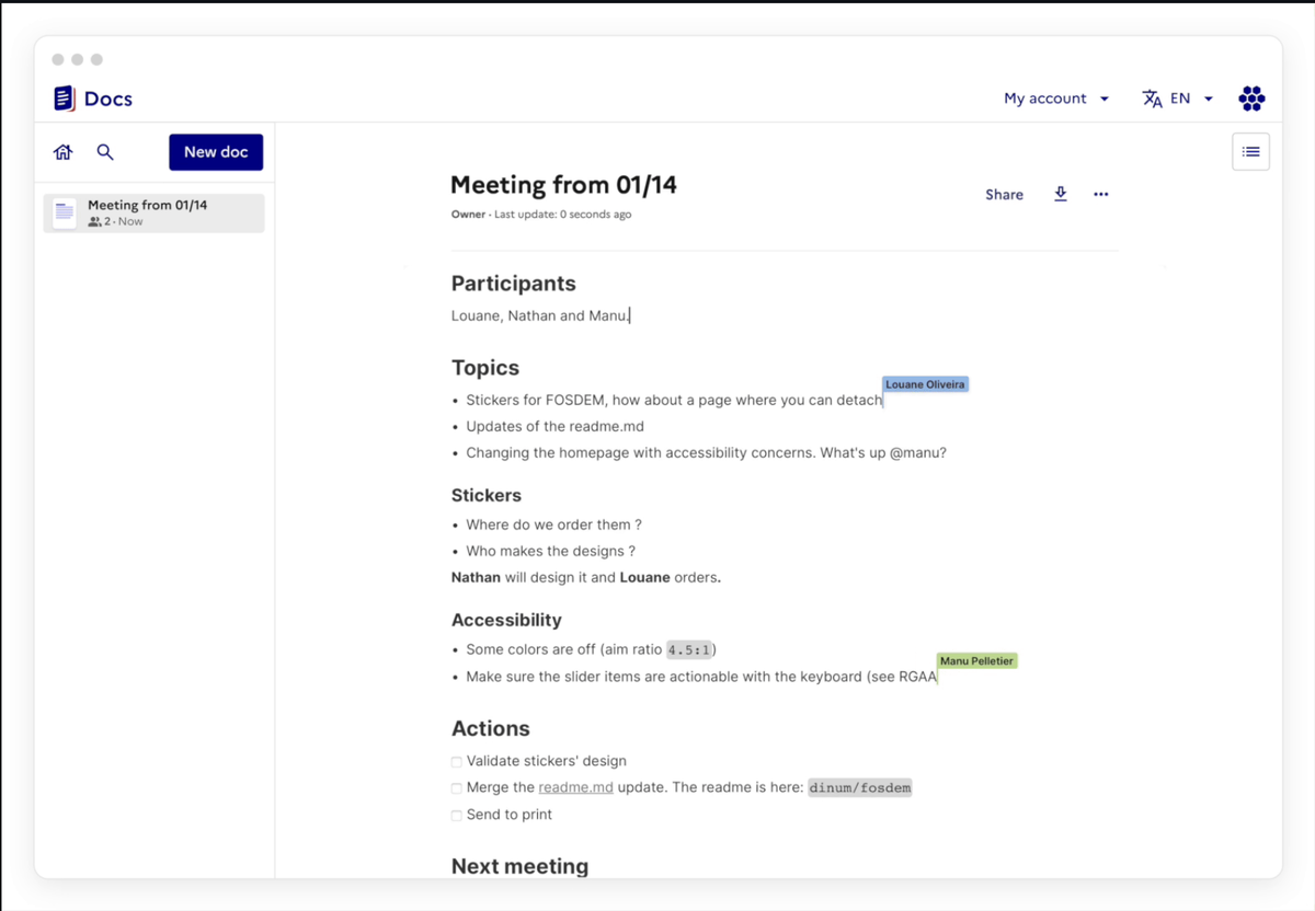 Интерфейс Docs — новой open-source альтернативы Notion и Outline. Источник: https://github.com/suitenumerique/docs