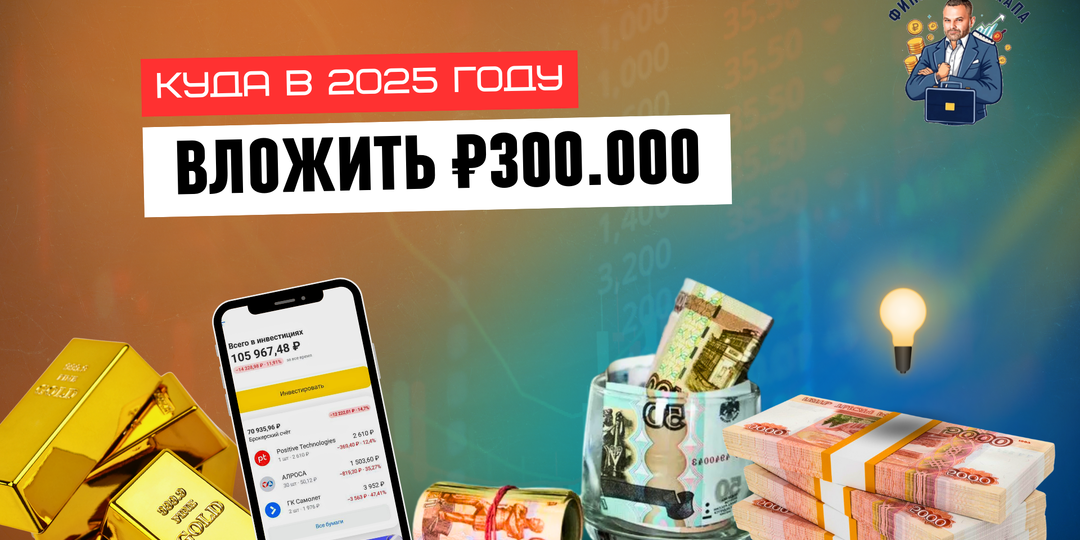 Куда вложить 300 000 рублей в 2025 году, чтобы защитить сбережения от инфляции