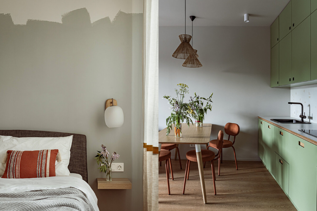 Интерьер квартиры с красками Swiss Lake от дизайнера Анастасии Заркуа