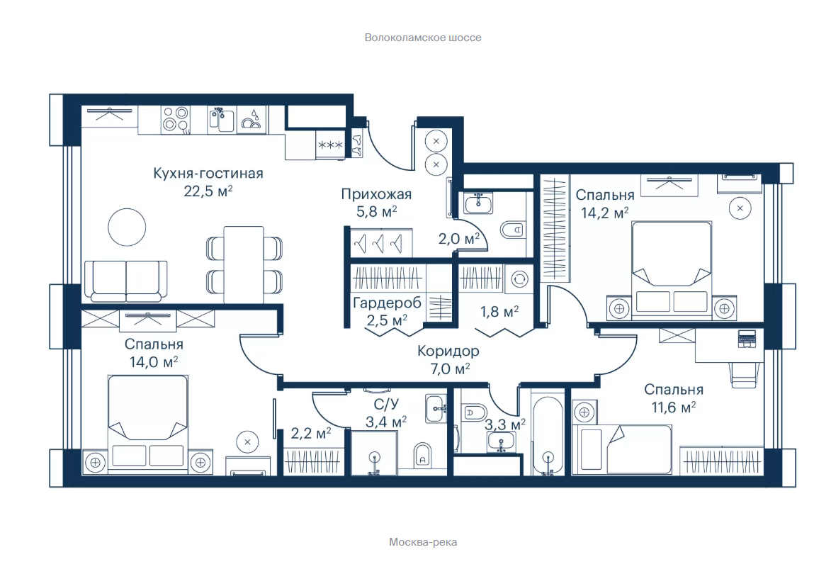 Планировка, информация с сайта застройщика. 