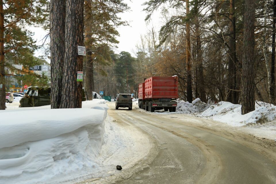    Припаркованный у дороги МАЗ с прицепом. Источник: "Толк"