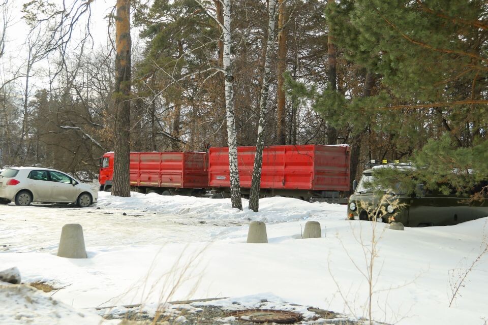    Припаркованный у дороги МАЗ с прицепом. Источник: "Толк"