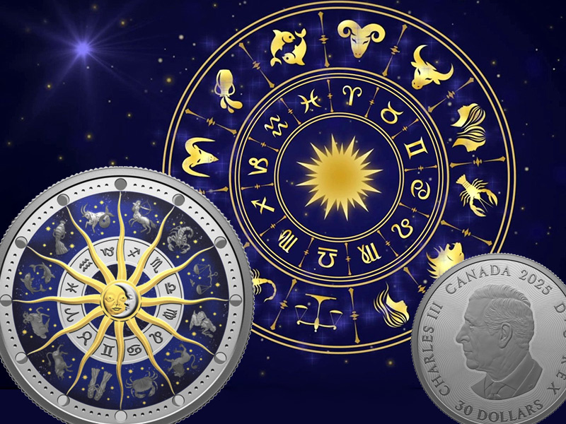 Монета Канады 30 долларов 2025 года с зодиакальным циклом