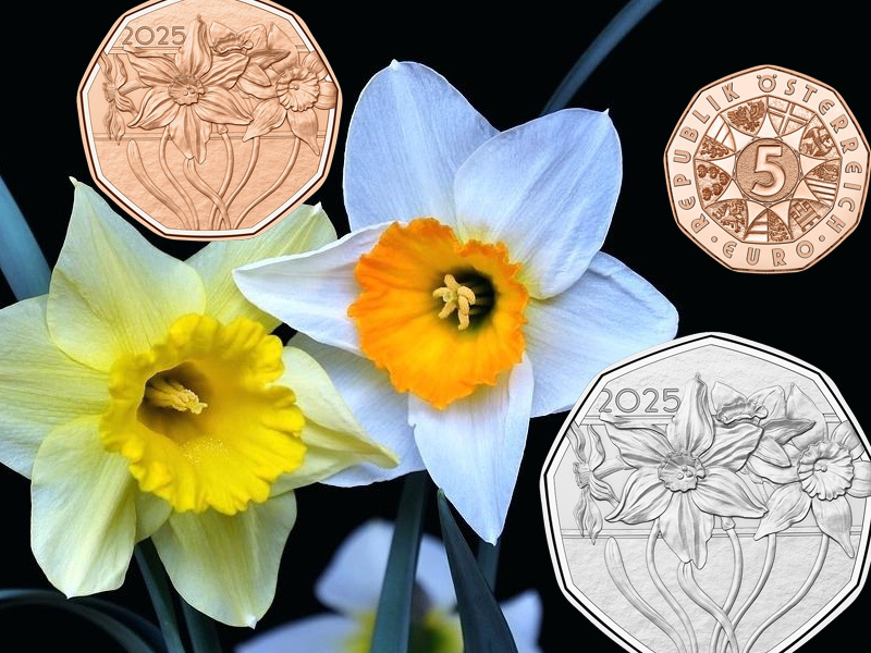 Пасхальная монета Австрии «Нарциссы» 5 евро 2025