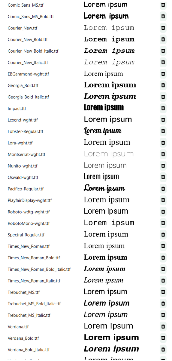 Список примерных шрифтов взятых из открытых источников