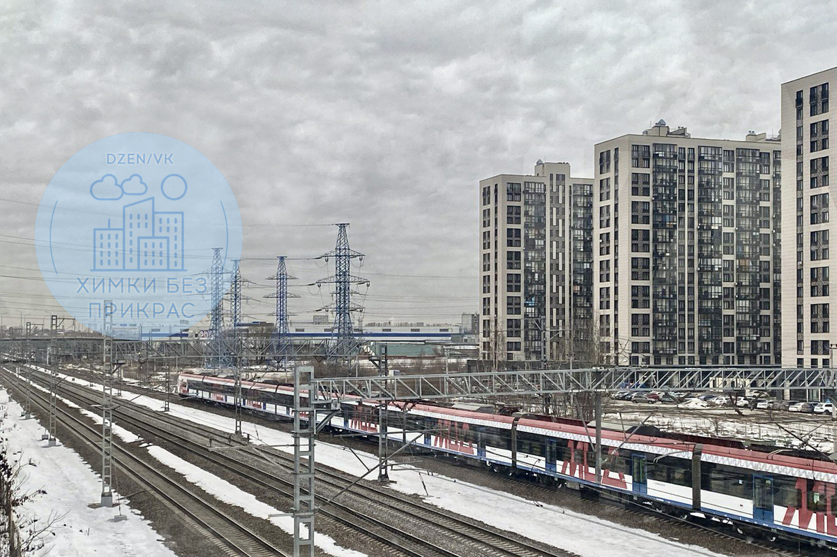 Вид с надземного перехода на железную дорогу. Фото автора.