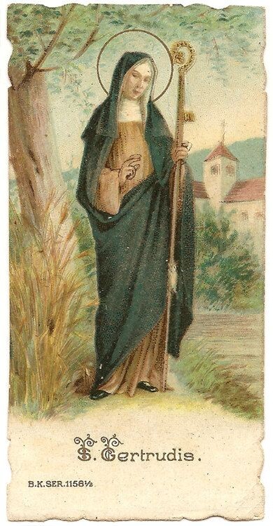 Икона св. Гертруды Нивельской. Источник: https://br.pinterest.com/pin/393853929894361650/