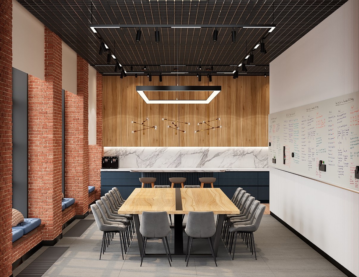 Интерьер переговорной от Марии Пальцевой с керамогранитом KERRANOVA