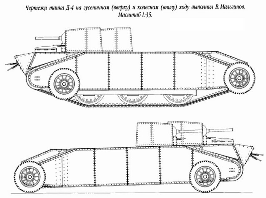 Чертежи танка подготовлены В. Мальгиновым, находятся в свободном доступе.
