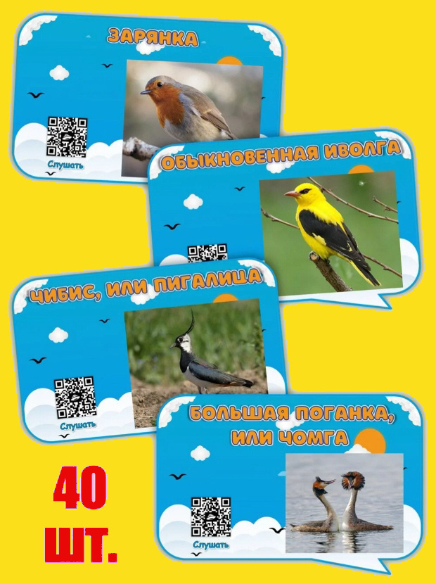 Речевые облака с перелётными птицами России и их голосом