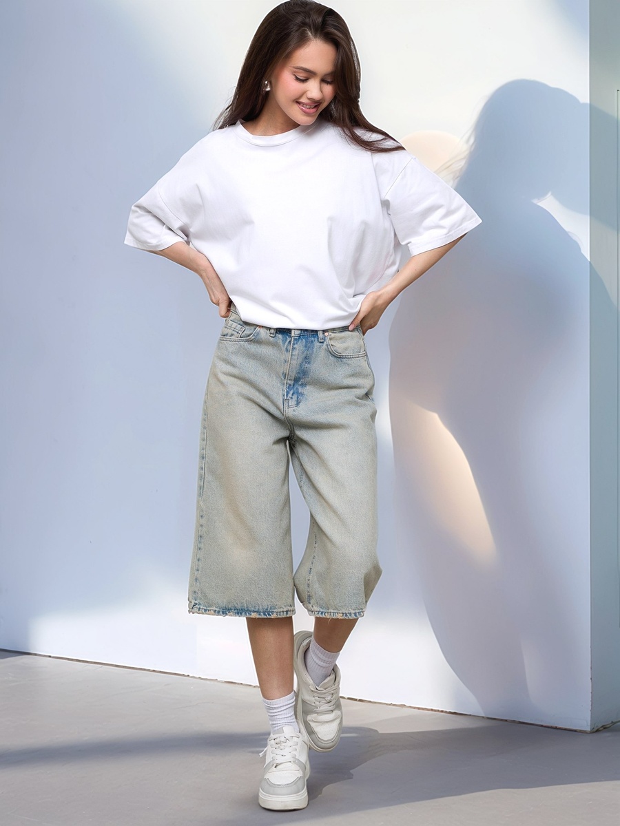 Шорты-багги джинсовые от MIABONILA. Свобода и комфорт в каждом движении. Тренд Весна-Летто 2024-2025.