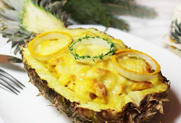 Ананас запеченный с сыром – оригинальная закуска на праздник