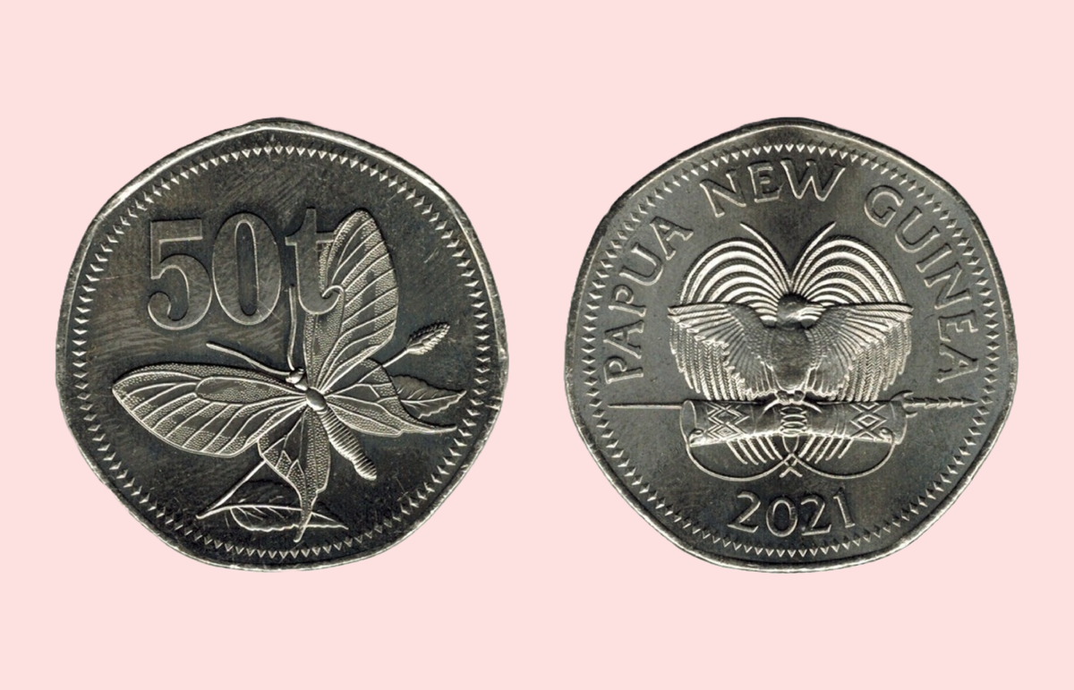 Монета 50 тойя Папуа-Новой Гвинеи с двух сторон