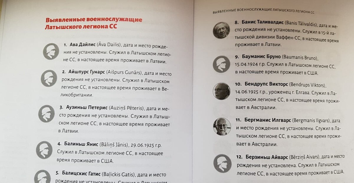 Имена выявленных ветеранов латышского легиона СС © Sputnik