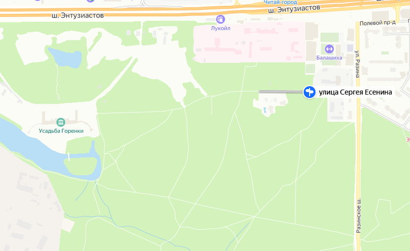 Яндекс.карты. расположение улицы Сергея Есенина