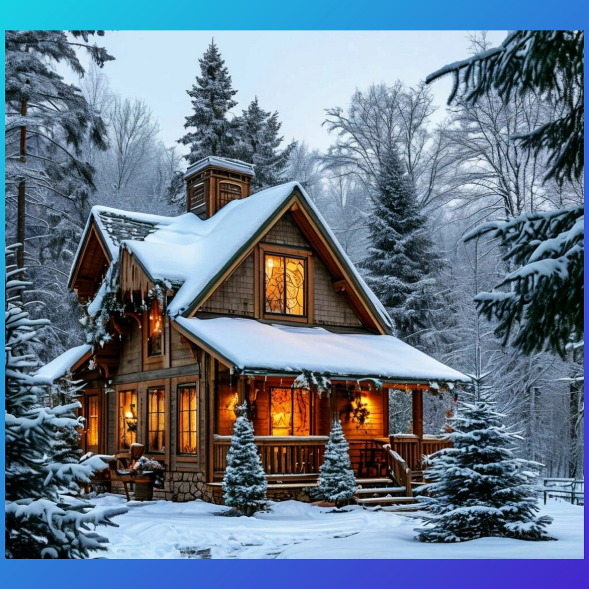 Создано нейросетью. Примерно так же всё расположено, за домом лес