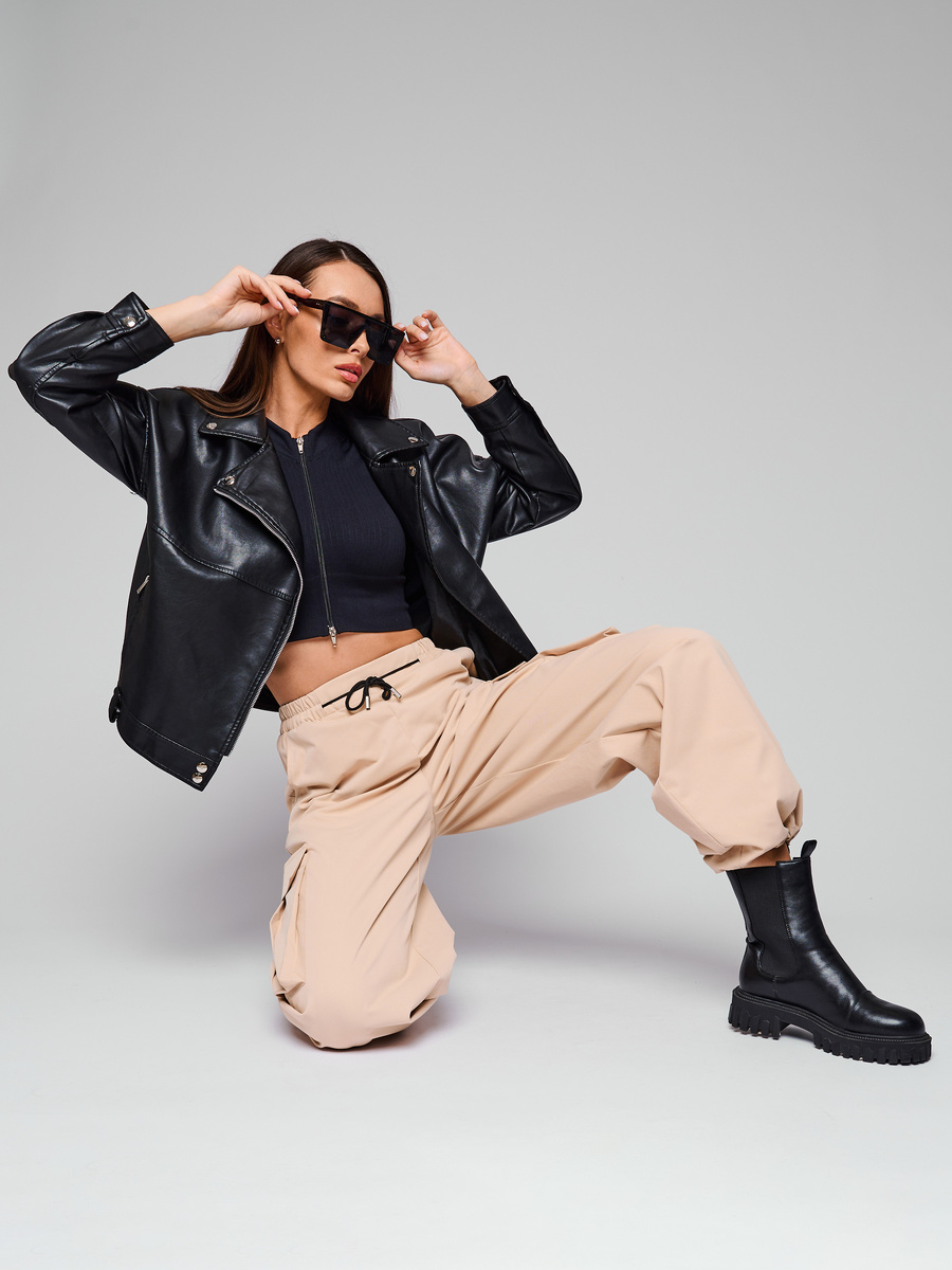 Бежевые брюки карго от MIABONILA