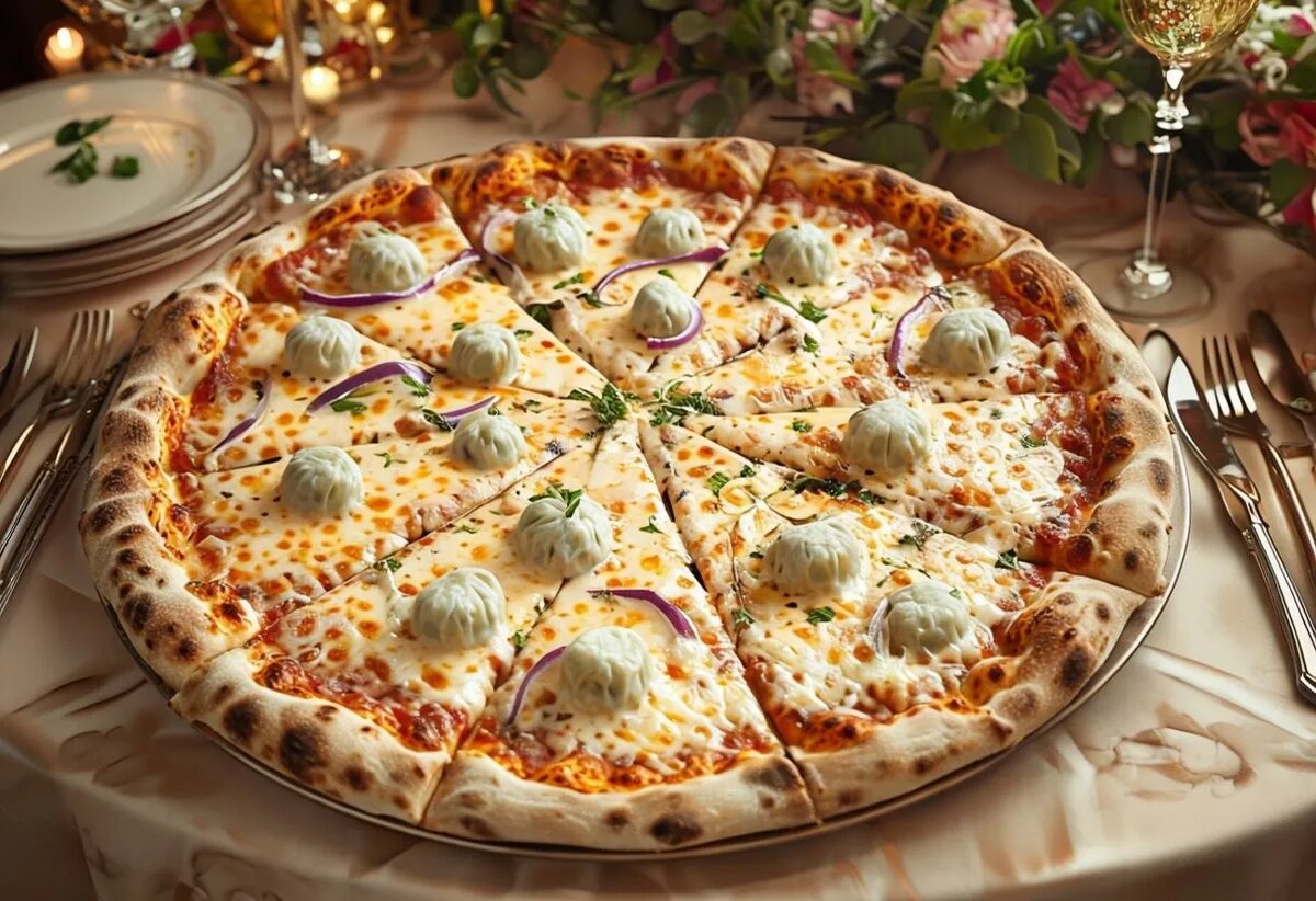   Пицца с пельменями (Сгенерировано ИИ)