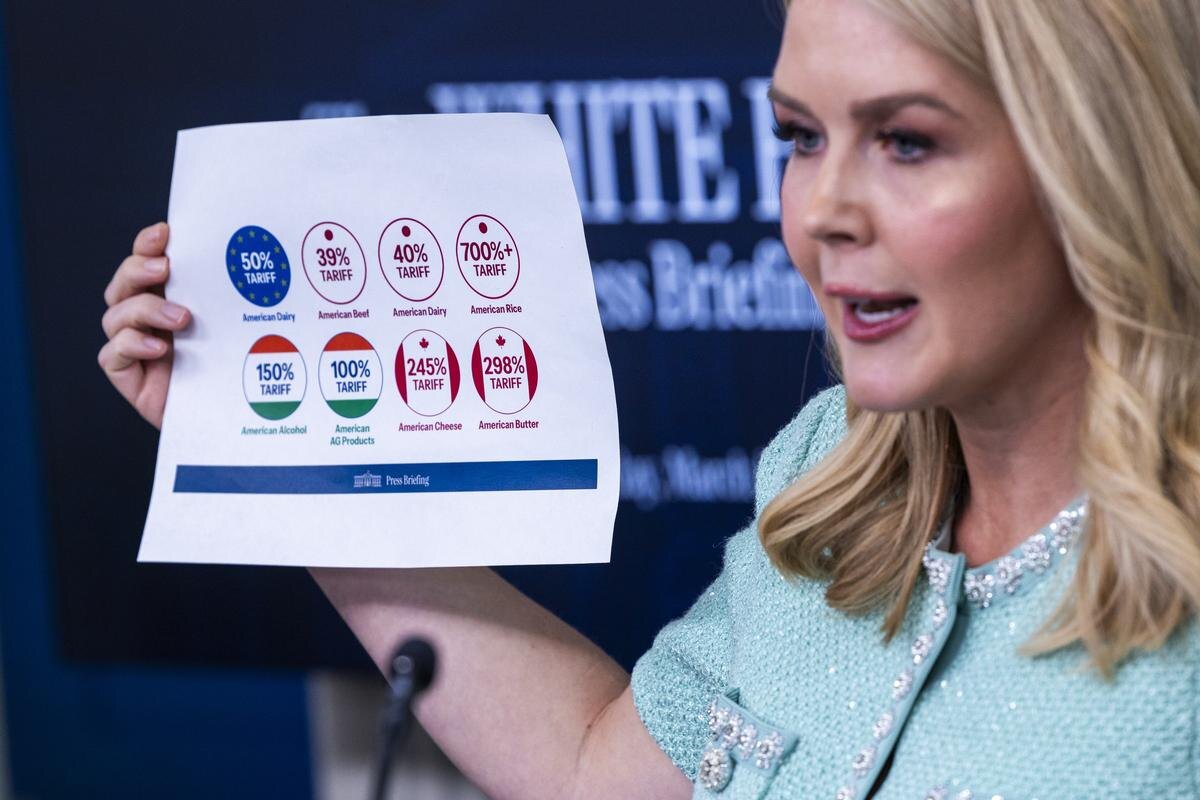 Фото: Shawn Thew / EPA / Scanpix / LETAПресс-секретарь Белого Дома Кэролин Ливитт объясняет, что тарифы— это круто