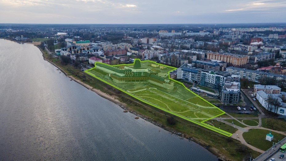    Недостроенный студенческий кампус в Пскове на берегу реки Великой. Автор фото: земля.дом.рф