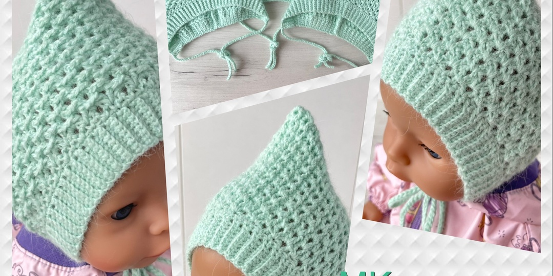 МК по вязанию крючком шапочки (чепчика) гномика для куклы baby born (беби бон, беби борн)
